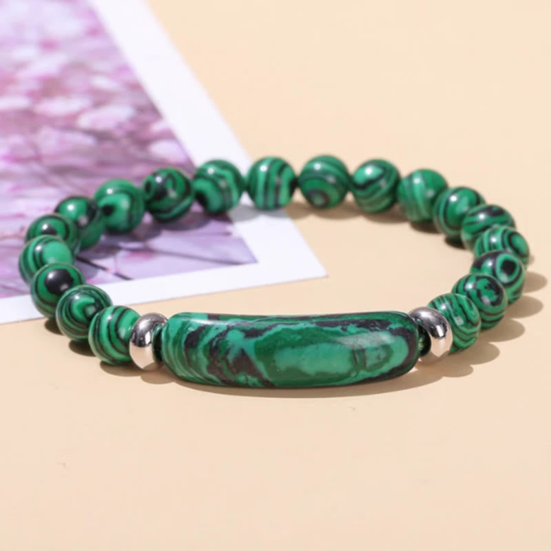 FuAttract Balance Protection & Harmony Natural Stone Irregular Pattern Bridge Charm Bracelet - Malachite - image 14