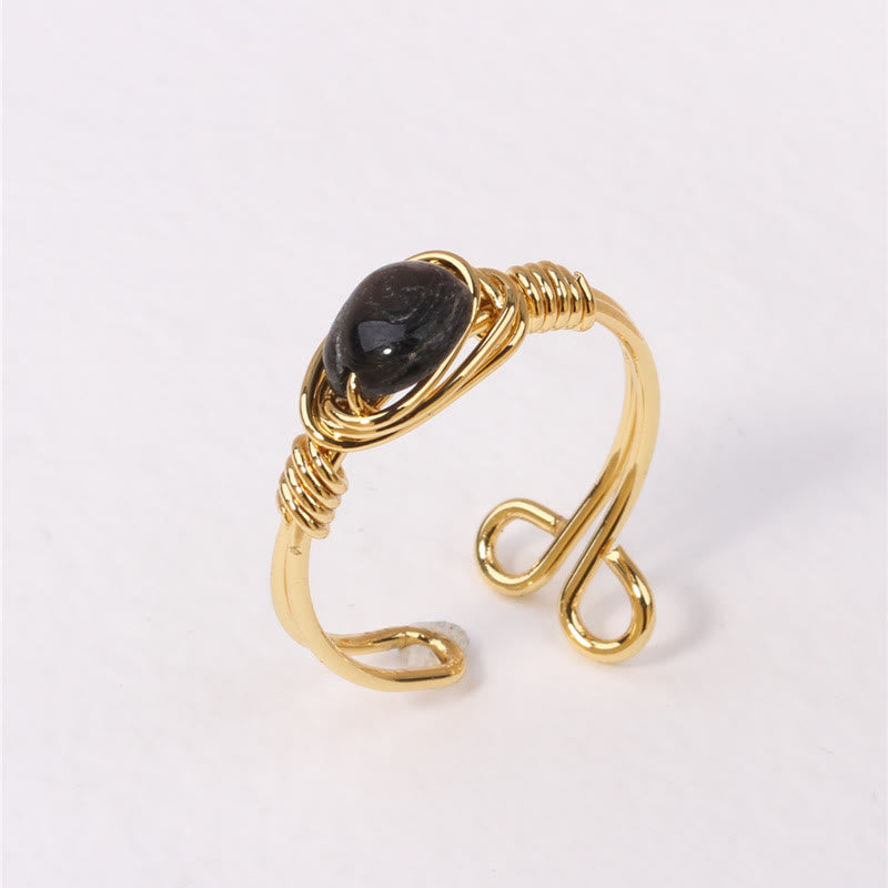 FREE Today: Protection Harmony & Luck Turquoise Irregular Chip Copper Wrapped Ring - Black - image 6