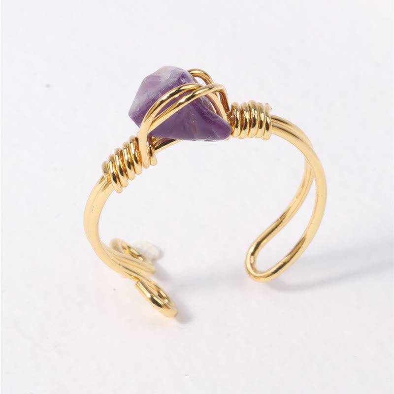 FREE Today: Protection Harmony & Luck Turquoise Irregular Chip Copper Wrapped Ring - Purple - image 8