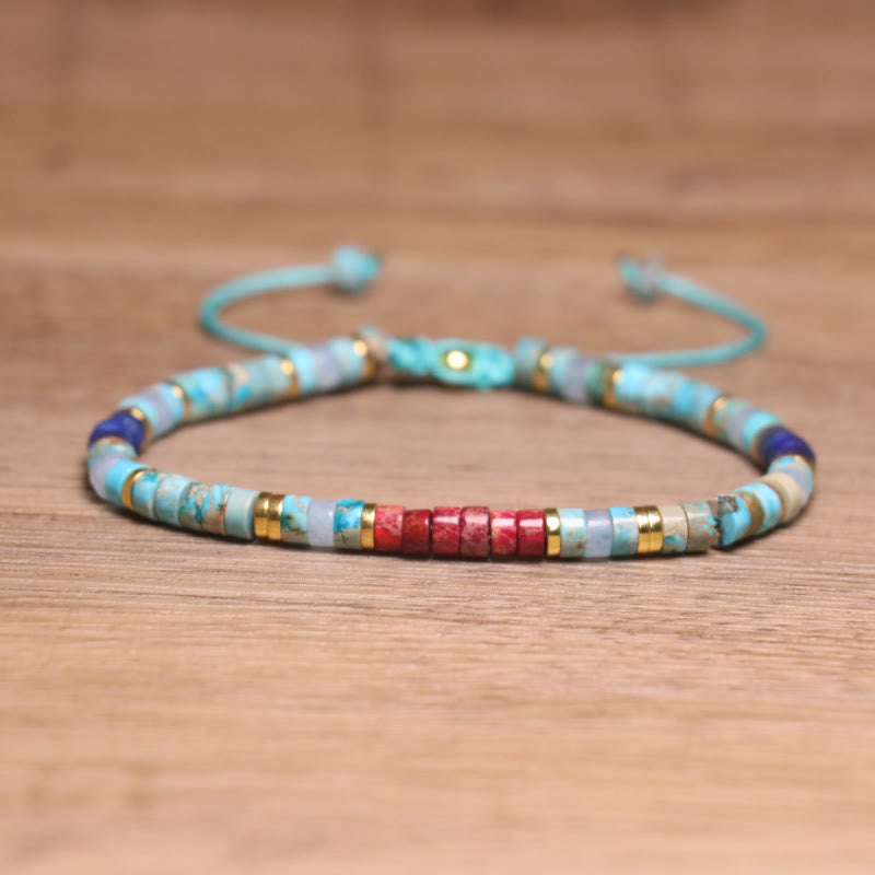 FuAttract Balance Protection & Positive Energy Blue Imperial Stone Tiger's Eye Amazonite Natural Stone Braided Bracelet - Blue + Red Imperial Stone - image 13