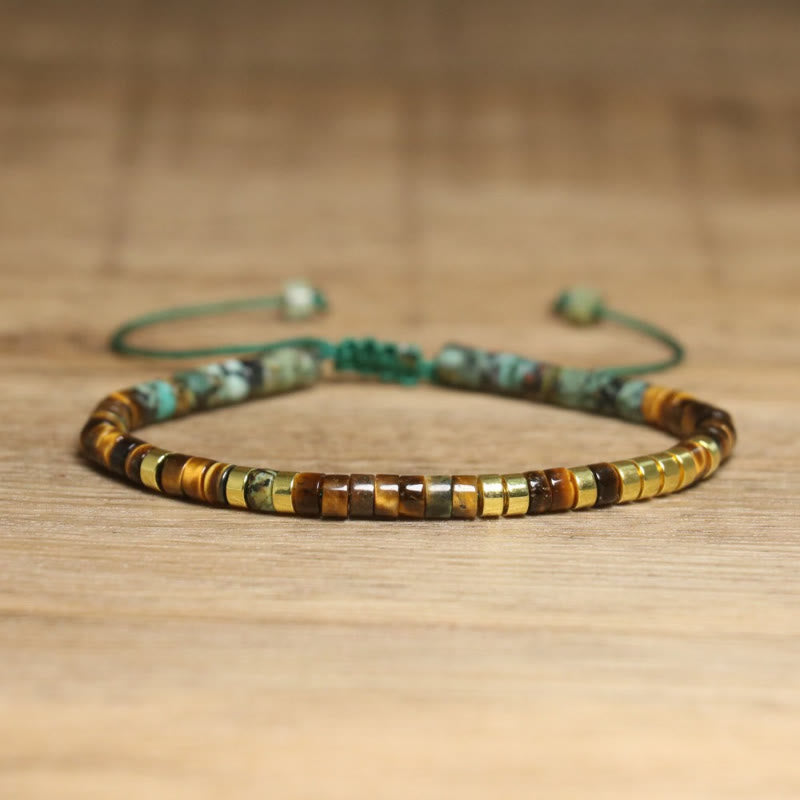 FuAttract Balance Protection & Positive Energy Blue Imperial Stone Tiger's Eye Amazonite Natural Stone Braided Bracelet - Tiger's Eye+African Turquoise Gold - image 21