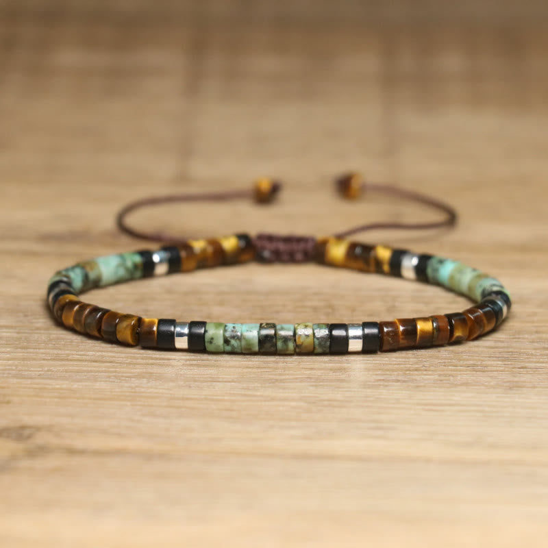 FuAttract Balance Protection & Positive Energy Blue Imperial Stone Tiger's Eye Amazonite Natural Stone Braided Bracelet - Tiger's Eye+African Turquoise Silver - image 22