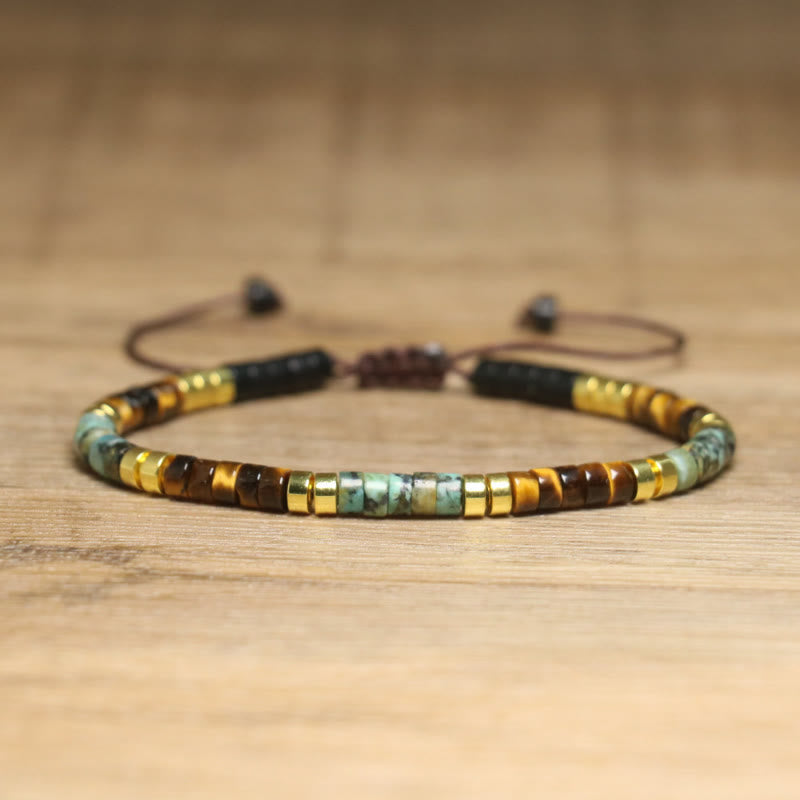 FuAttract Balance Protection & Positive Energy Blue Imperial Stone Tiger's Eye Amazonite Natural Stone Braided Bracelet - Tiger's Eye + Matte Black Onyx - image 23