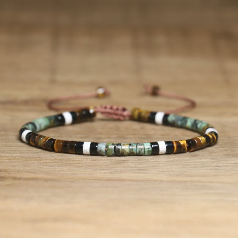FuAttract Balance Protection & Positive Energy Blue Imperial Stone Tiger's Eye Amazonite Natural Stone Braided Bracelet - African Turquoise+White Turquoise - image 38