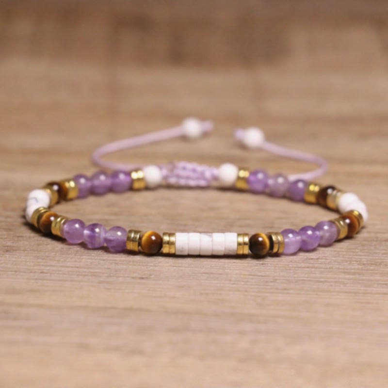 FuAttract Balance Protection & Positive Energy Blue Imperial Stone Tiger's Eye Amazonite Natural Stone Braided Bracelet - Amethyst 3 - image 56
