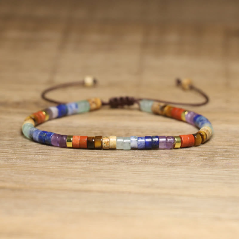 FuAttract Balance Protection & Positive Energy Blue Imperial Stone Tiger's Eye Amazonite Natural Stone Braided Bracelet - Seven Chakra Crystal 2 - image 58