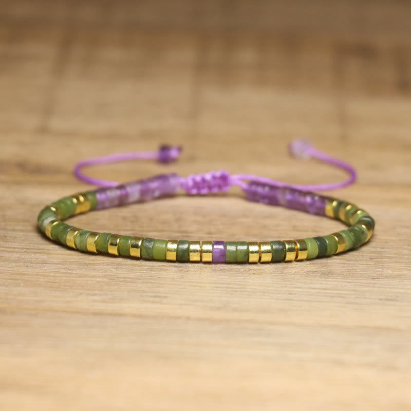 FuAttract Balance Protection & Positive Energy Blue Imperial Stone Tiger's Eye Amazonite Natural Stone Braided Bracelet - Amethyst+Olive Green - image 60