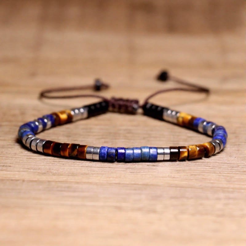 FuAttract Balance Protection & Positive Energy Blue Imperial Stone Tiger's Eye Amazonite Natural Stone Braided Bracelet - Lapis Lazuli 3 - image 64