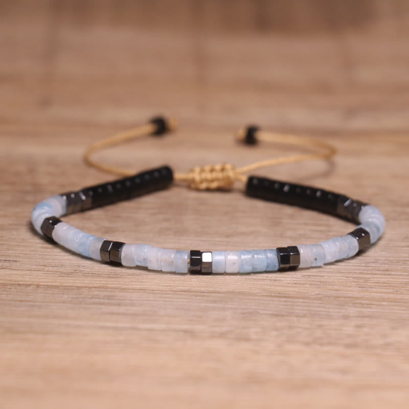 FuAttract Balance Protection & Positive Energy Blue Imperial Stone Tiger's Eye Amazonite Natural Stone Braided Bracelet - Aquamarine+Black Onyx - image 72