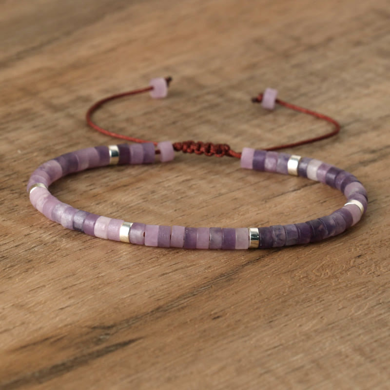 FuAttract Balance Protection & Positive Energy Blue Imperial Stone Tiger's Eye Amazonite Natural Stone Braided Bracelet - Purple Mica Stone Silver - image 83
