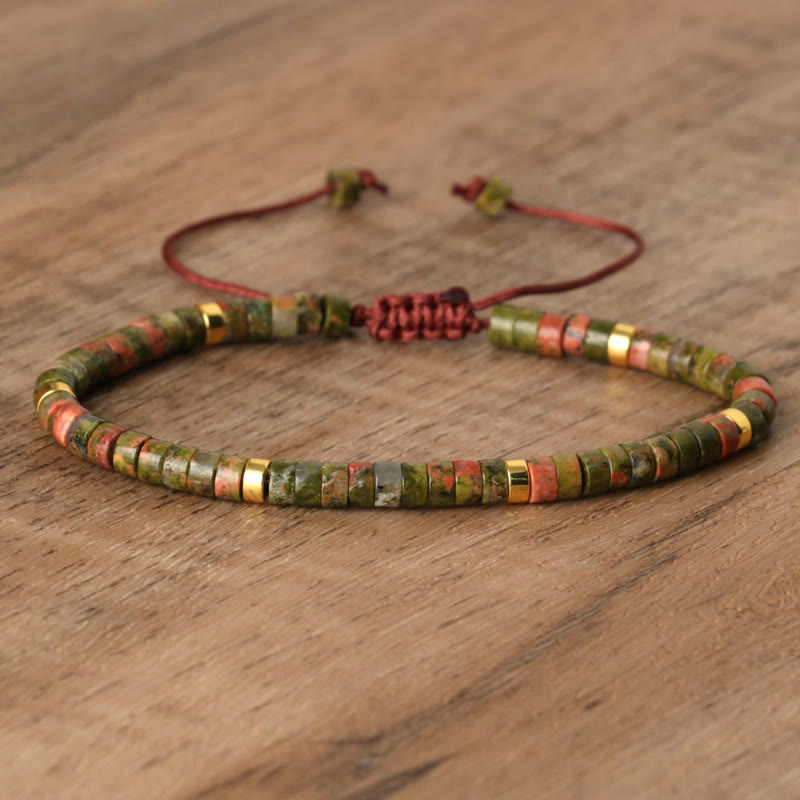 FuAttract Balance Protection & Positive Energy Blue Imperial Stone Tiger's Eye Amazonite Natural Stone Braided Bracelet - Unakite - image 87