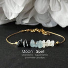 FuAttract Love Harmony & Emotional Balance Strawberry Quartz Lepidolite Moonstone Chips Alloy Bracelet - Golden-Snowflake Obsidian - image 3