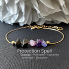 FuAttract Love Harmony & Emotional Balance Strawberry Quartz Lepidolite Moonstone Chips Alloy Bracelet - Golden-Black Obsidian - image 7