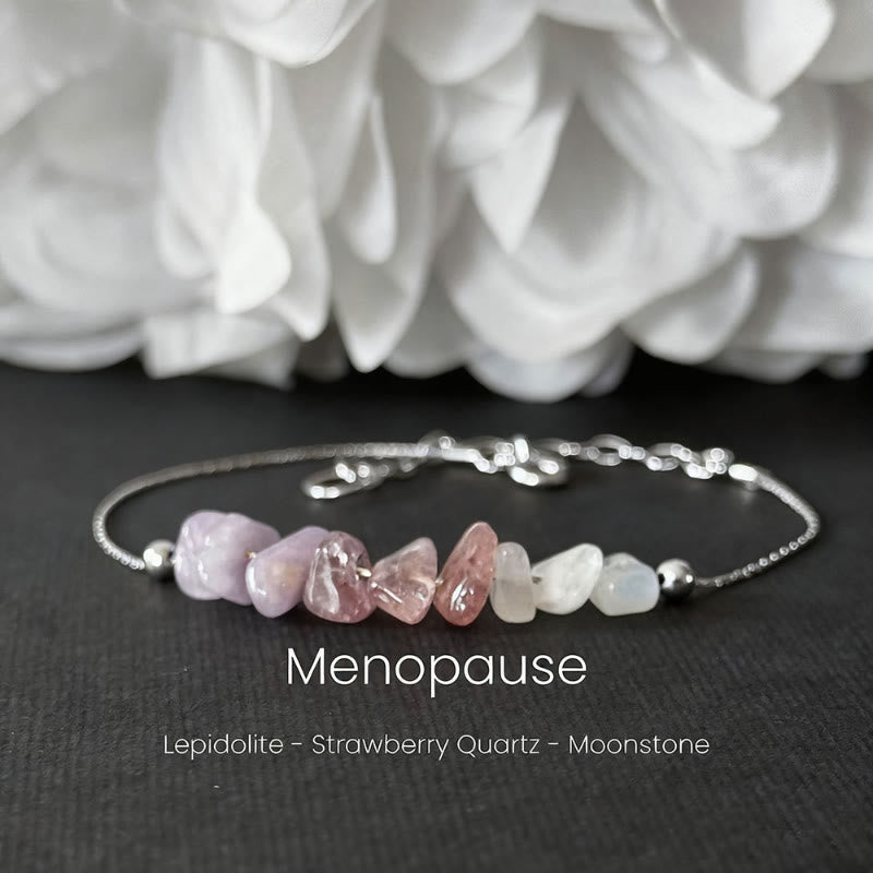 FuAttract Love Harmony & Emotional Balance Strawberry Quartz Lepidolite Moonstone Chips Alloy Bracelet - Silver-Strawberry Quartz - image 0