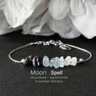 FuAttract Love Harmony & Emotional Balance Strawberry Quartz Lepidolite Moonstone Chips Alloy Bracelet - Silver-Snowflake Obsidian - image 2