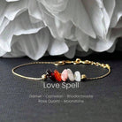 FuAttract Love Harmony & Emotional Balance Strawberry Quartz Lepidolite Moonstone Chips Alloy Bracelet - Golden-Rose Quartz - image 13