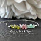 FuAttract Love Harmony & Emotional Balance Strawberry Quartz Lepidolite Moonstone Chips Alloy Bracelet - Silver-Aventurine - image 14