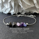 FuAttract Love Harmony & Emotional Balance Strawberry Quartz Lepidolite Moonstone Chips Alloy Bracelet - Silver-Black Obsidian - image 6
