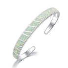 FuAttract Freedom Harmony & Balance Blue Opal Square Hawaiian Open Copper Bracelet - White + Silver - image 8