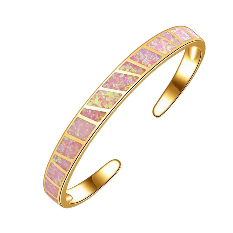 FuAttract Freedom Harmony & Balance Blue Opal Square Hawaiian Open Copper Bracelet - Pink + Gold - image 11
