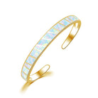 FuAttract Freedom Harmony & Balance Blue Opal Square Hawaiian Open Copper Bracelet - White + Gold - image 9