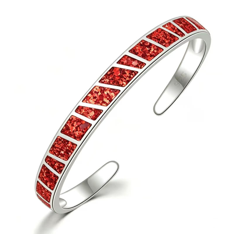 FuAttract Freedom Harmony & Balance Blue Opal Square Hawaiian Open Copper Bracelet - Orange + Silver - image 14