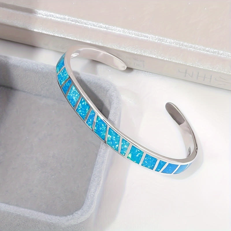 FuAttract Freedom Harmony & Balance Blue Opal Square Hawaiian Open Copper Bracelet - image 2