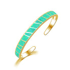 FuAttract Freedom Harmony & Balance Blue Opal Square Hawaiian Open Copper Bracelet - Green + Gold - image 13