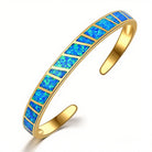 FuAttract Freedom Harmony & Balance Blue Opal Square Hawaiian Open Copper Bracelet - Blue + Gold - image 7