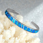 FuAttract Freedom Harmony & Balance Blue Opal Square Hawaiian Open Copper Bracelet - Blue + Silver - image 0