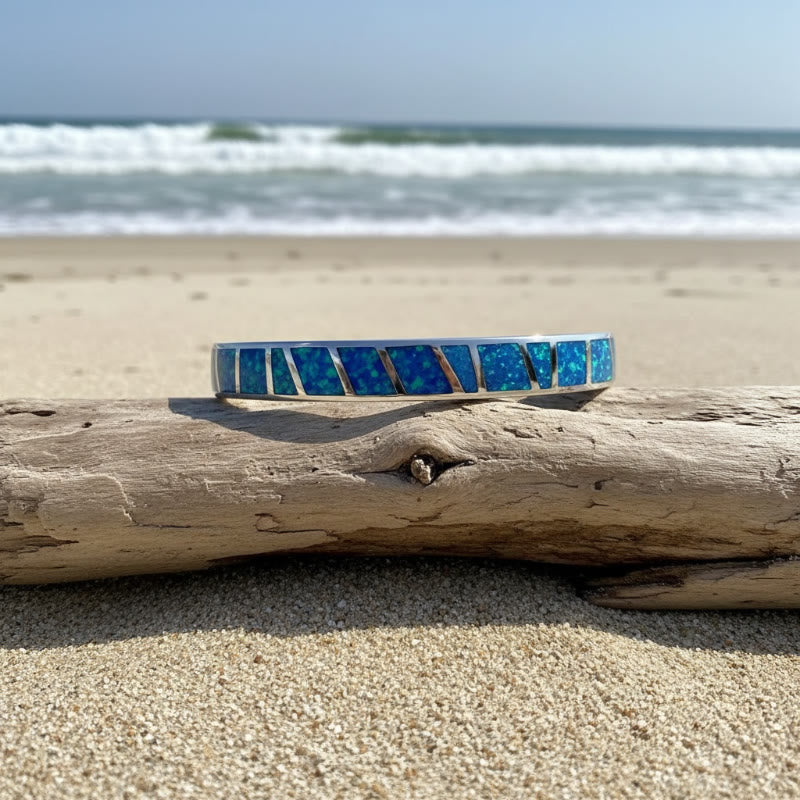 FuAttract Freedom Harmony & Balance Blue Opal Square Hawaiian Open Copper Bracelet - image 1