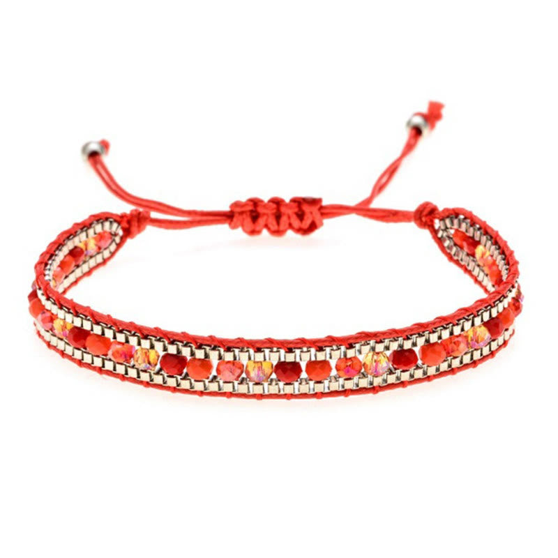 FuAttract Harmony Balance & Emotional Energy Colorful Crystal Woven Friendship Bracelet - Red - image 4