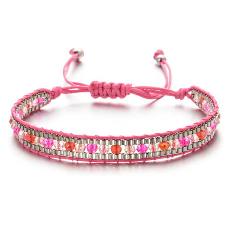 FuAttract Harmony Balance & Emotional Energy Colorful Crystal Woven Friendship Bracelet - Pink - image 13