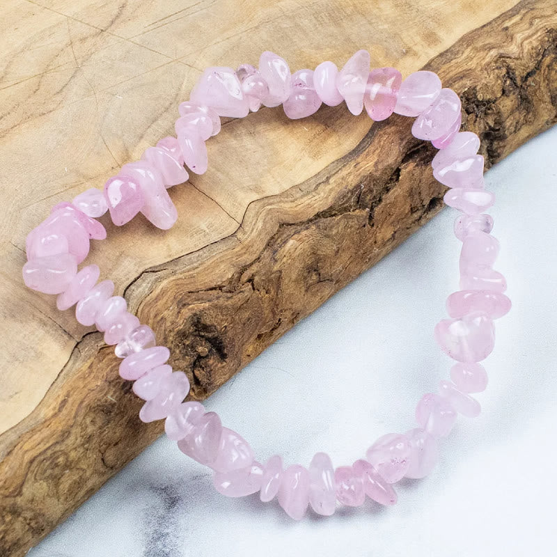 FuAttract Healing Luck & Harmony Natural Crystal & Agate Colorful Irregular Beaded Bracelet - Rose Quartz Chips - image 1