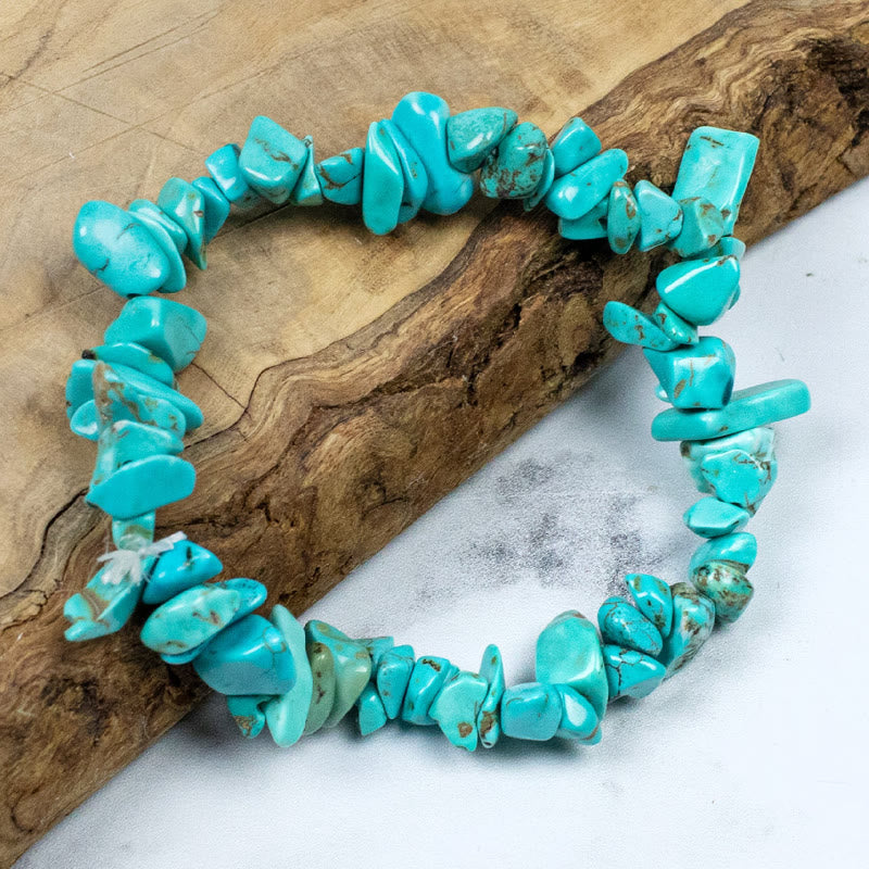 FuAttract Healing Luck & Harmony Natural Crystal & Agate Colorful Irregular Beaded Bracelet - Blue Turquoise Chips - image 3
