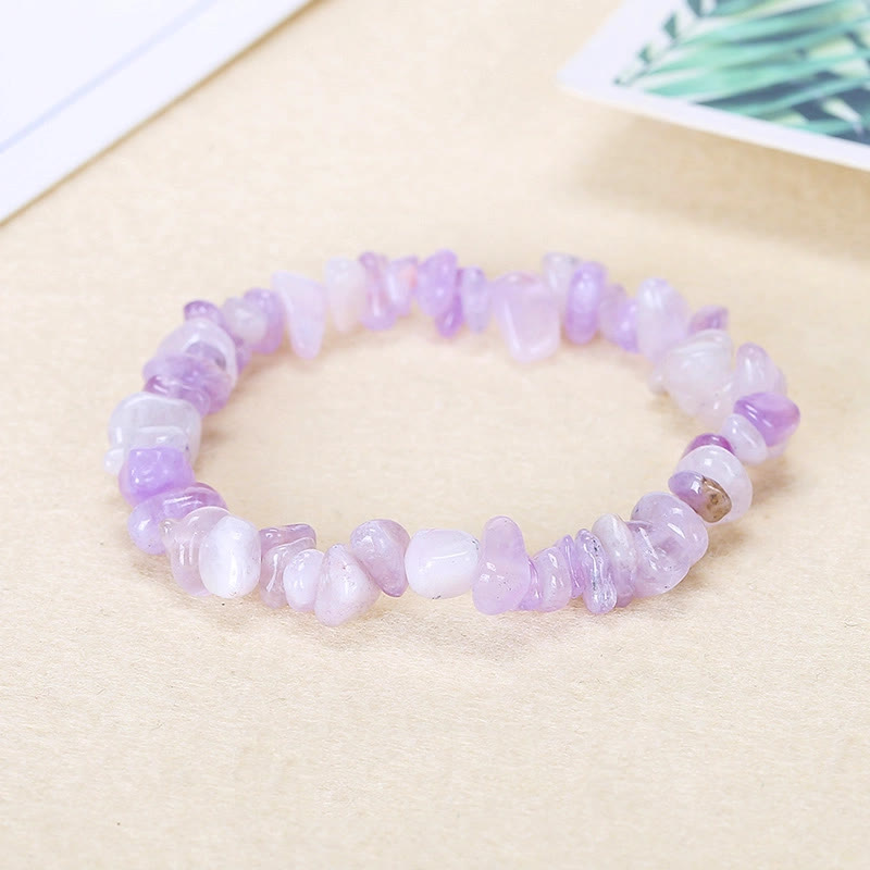 FuAttract Healing Luck & Harmony Natural Crystal & Agate Colorful Irregular Beaded Bracelet - Purple Jade Chips - image 26