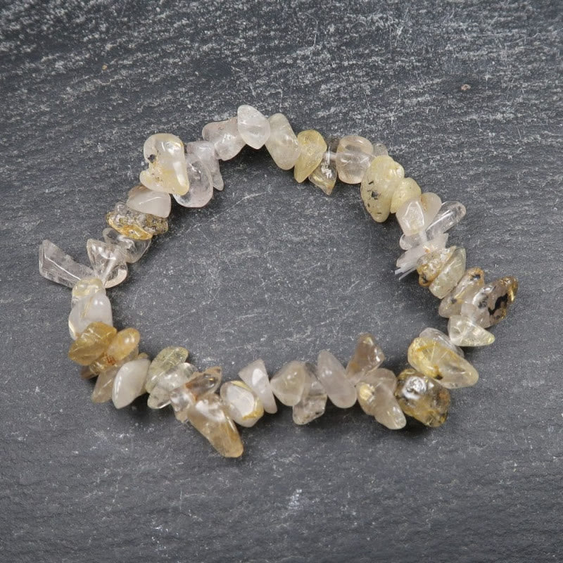 FuAttract Healing Luck & Harmony Natural Crystal & Agate Colorful Irregular Beaded Bracelet - Golden Rutilated Quartz Chips - image 25
