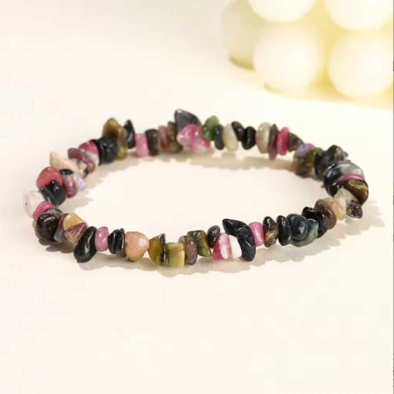 FuAttract Healing Luck & Harmony Natural Crystal & Agate Colorful Irregular Beaded Bracelet - Tourmaline Chips - image 39