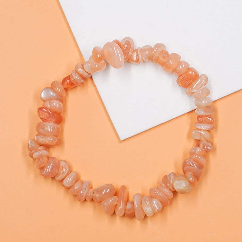 FuAttract Healing Luck & Harmony Natural Crystal & Agate Colorful Irregular Beaded Bracelet - Sunstone Chips - image 28