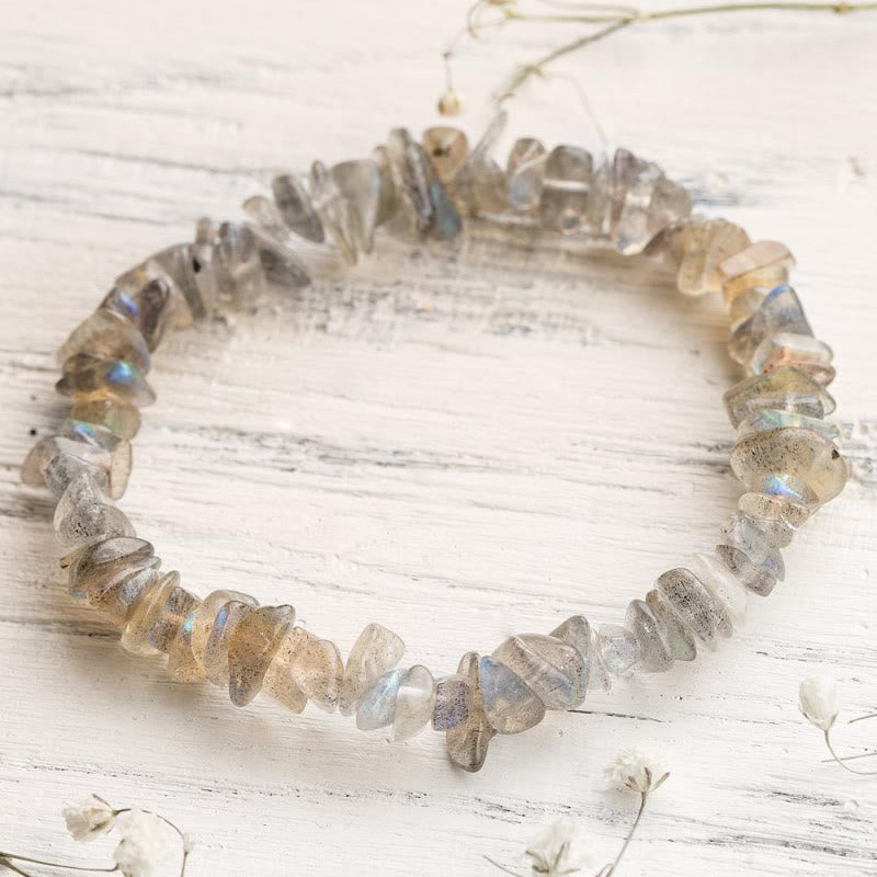 FuAttract Healing Luck & Harmony Natural Crystal & Agate Colorful Irregular Beaded Bracelet - Labradorite Chips - image 29