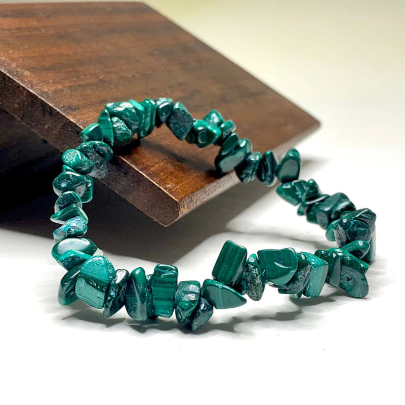 FuAttract Healing Luck & Harmony Natural Crystal & Agate Colorful Irregular Beaded Bracelet - Malachite Chips - image 9