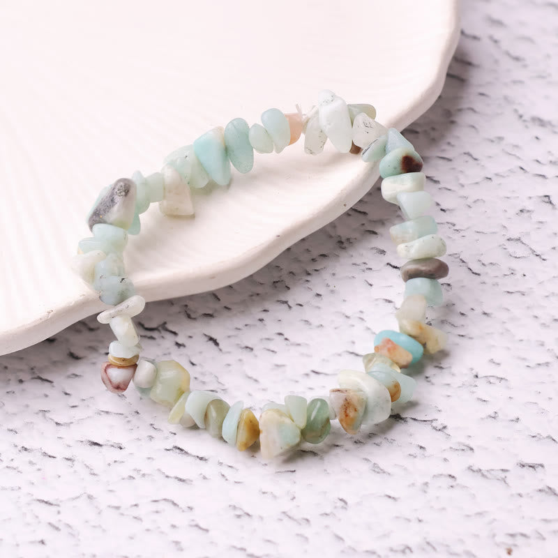 FuAttract Healing Luck & Harmony Natural Crystal & Agate Colorful Irregular Beaded Bracelet - Amazonite Chips - image 13