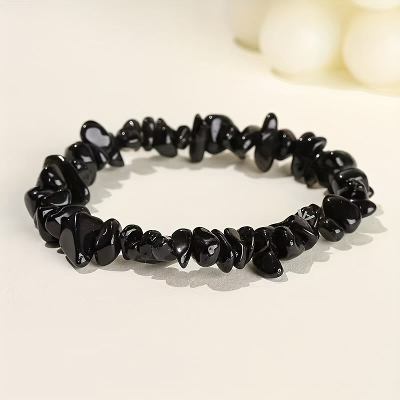 FuAttract Healing Luck & Harmony Natural Crystal & Agate Colorful Irregular Beaded Bracelet - Black Obsidian Chips - image 42