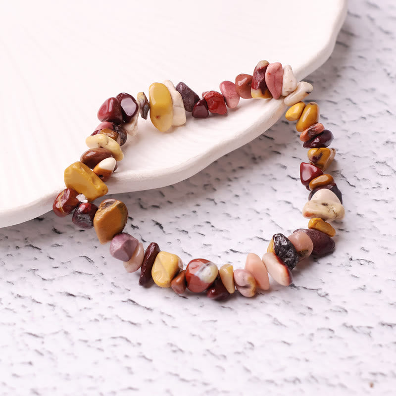 FuAttract Healing Luck & Harmony Natural Crystal & Agate Colorful Irregular Beaded Bracelet - Mookaite Chips - image 15