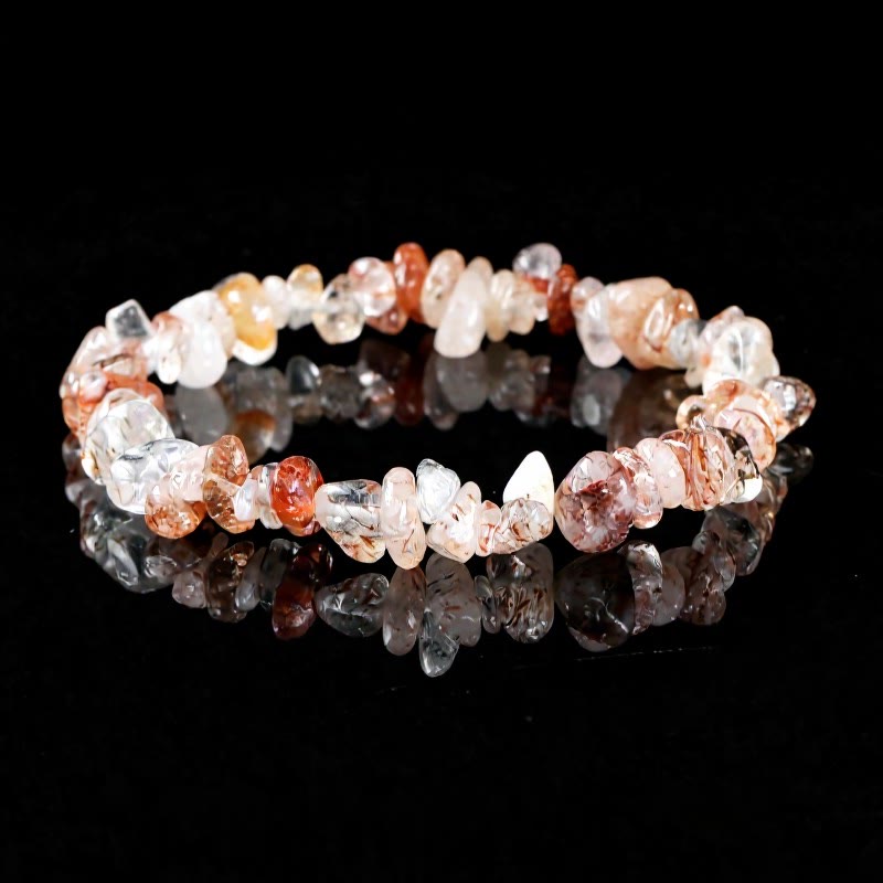FuAttract Healing Luck & Harmony Natural Crystal & Agate Colorful Irregular Beaded Bracelet - Black Gold Super Seven Chips - image 46