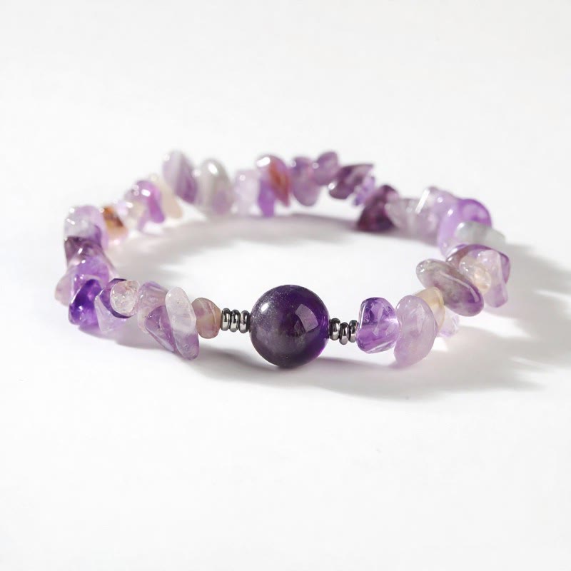 FuAttract Healing Luck & Harmony Natural Crystal & Agate Colorful Irregular Beaded Bracelet - Ametrine Chips+Amethyst Fortune Bead - image 52