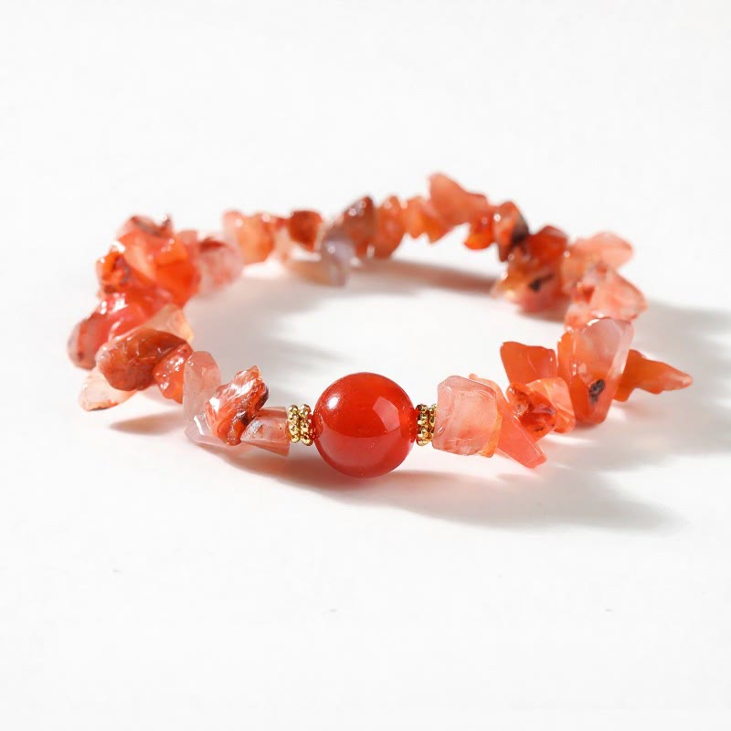 FuAttract Healing Luck & Harmony Natural Crystal & Agate Colorful Irregular Beaded Bracelet - South Red Agate Chips+Red Agate Fortune Bead - image 50