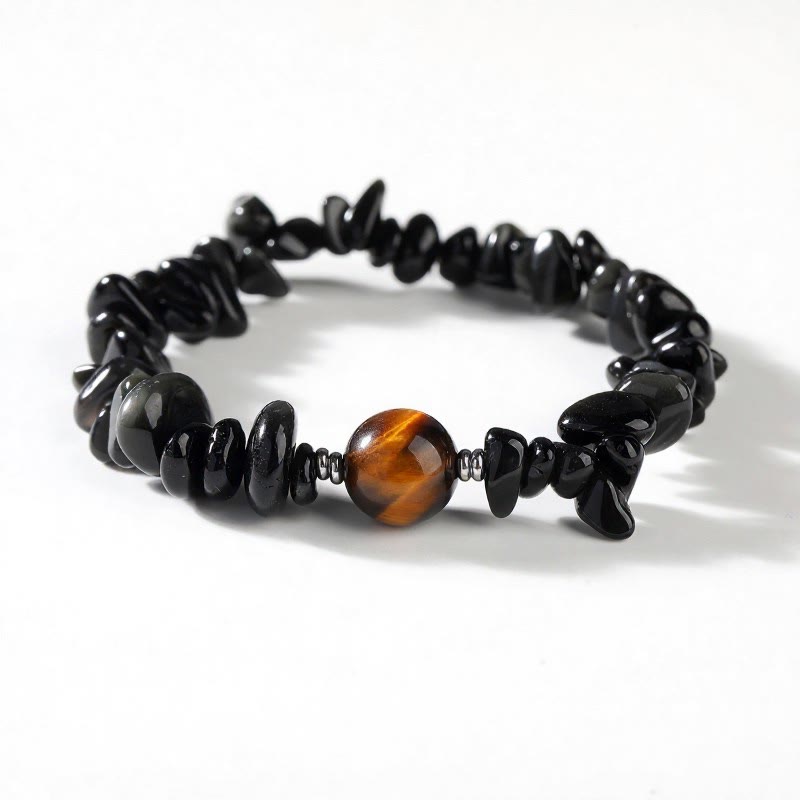 FuAttract Healing Luck & Harmony Natural Crystal & Agate Colorful Irregular Beaded Bracelet - Black Onyx Chips+Tiger's Eye Fortune Bead - image 51