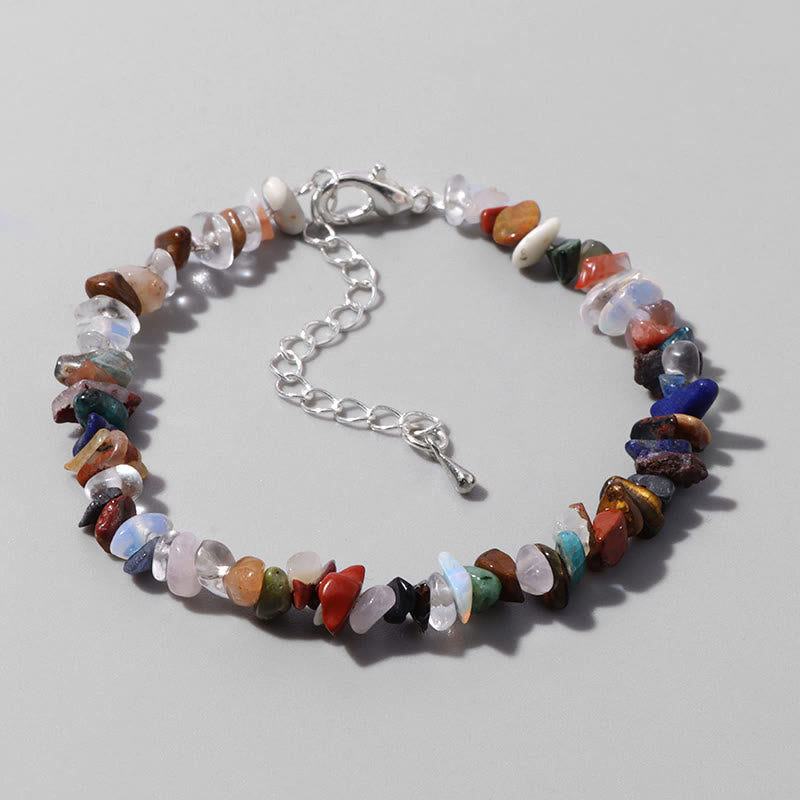 FuAttract Healing Luck & Harmony Natural Crystal & Agate Colorful Irregular Beaded Bracelet - Tourmaline Chips+Silver Alloy - image 61