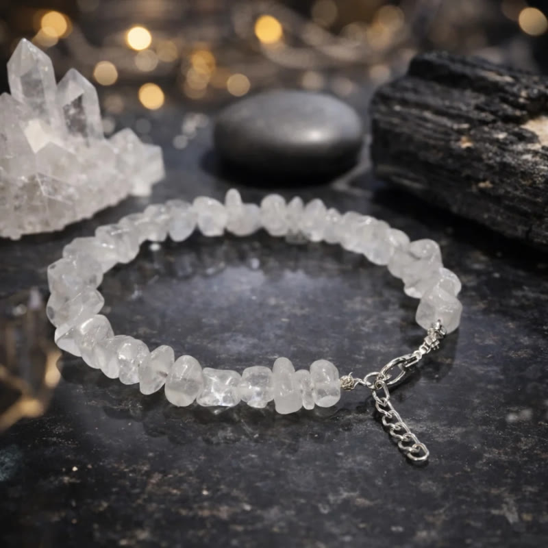 FuAttract Healing Luck & Harmony Natural Crystal & Agate Colorful Irregular Beaded Bracelet - Clear Quartz Chips+Silver Alloy - image 58